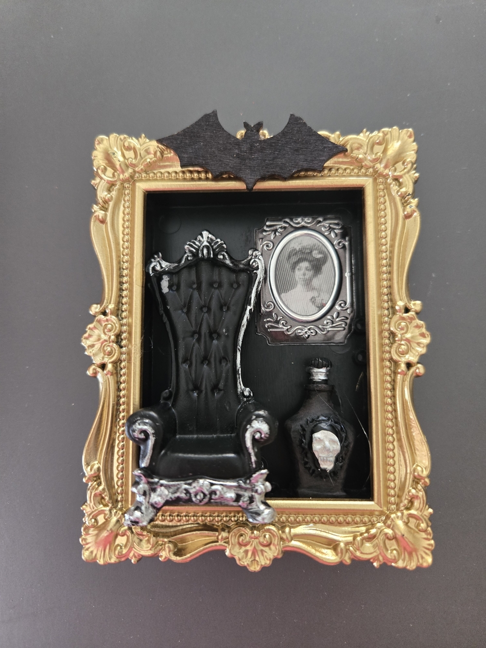Gothic Miniature Shadow Box with Black Throne
